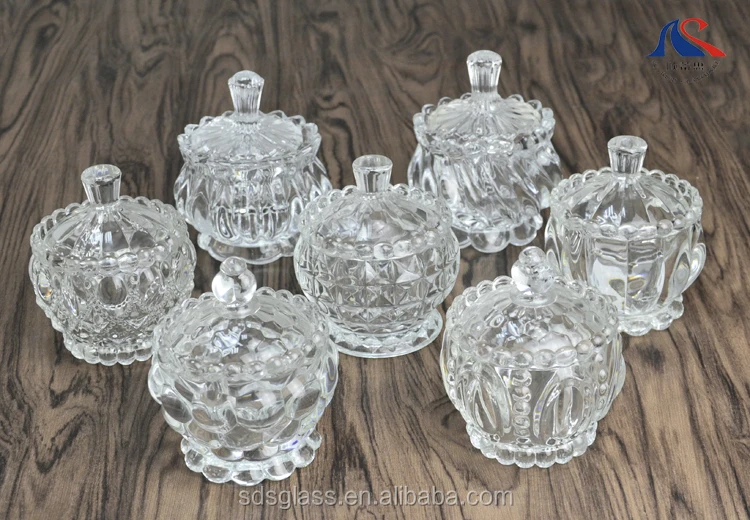 vintage glassware Vintage glass sugar bowl with lid sugar storage Crystal servingware