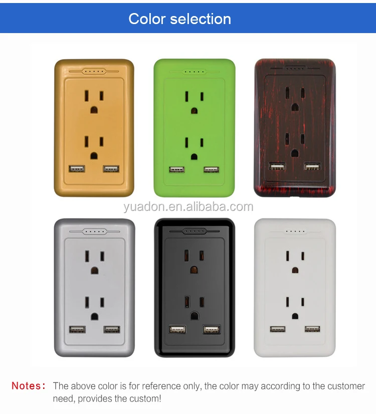 Yuadon 3 Pin Wall Mount Electrical Usb Double Socket Outlet Yuadon 3 Pin Wall Mount Electrical Usb