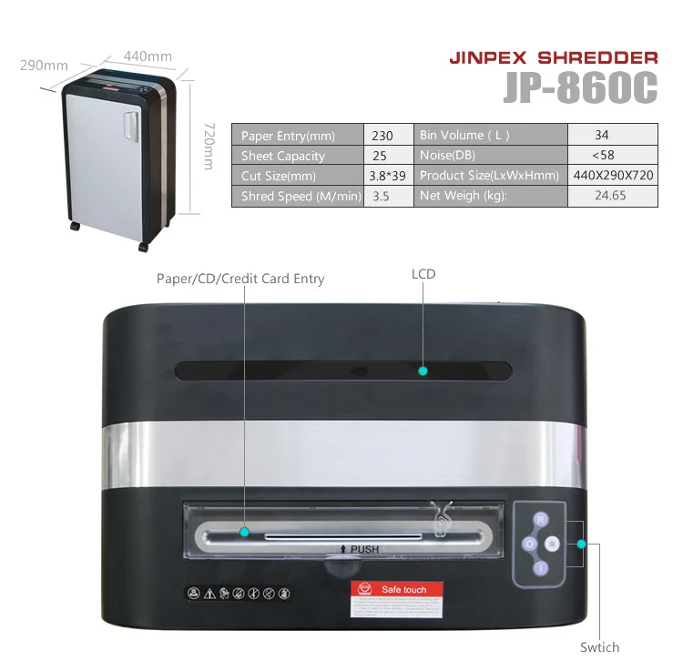 Heavy Duty Paper Shredder Shred Credit/cd/clip/staples 25 Sheets Buy