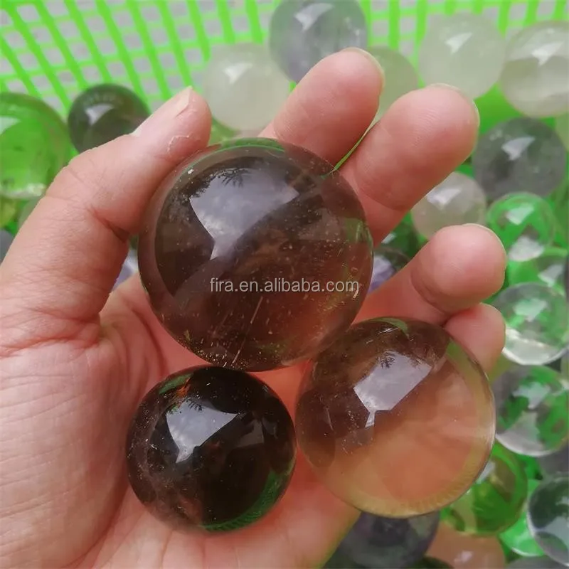 Customized Small Crystal Sphere Natural Polished Stone Clear Rose