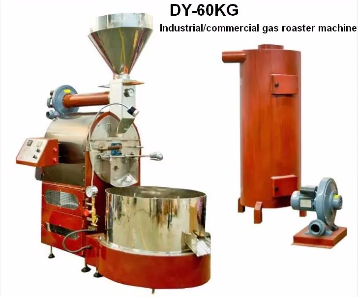 Lpg Gas Type Large Batch Processing Industrial Coffee Roaster/ 60kg Capacity Commercial Coffee