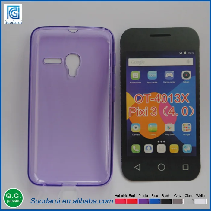 For Alcatel One Touch Pixi 3 OT-4013x 4 inch Clear TPU soft gel case Mix colors