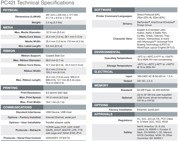 bartender honeywell pc42t