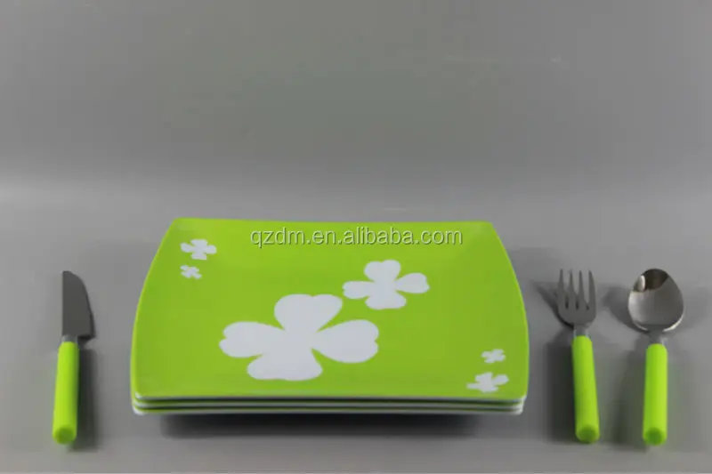 Nice Melamine Dessert Plate And Cutlery Set For Europe