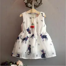 2016 summer kids baby girls font b dress b font cute cat print sleeveless font b