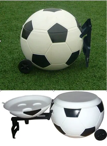 PU insulated plastic cooler,football shaped cooler,cooler box with wheels