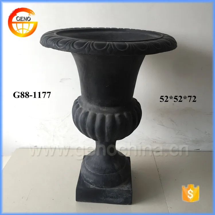 Black Color Tall Fiberglass Flower Pot Urn Garden Planter Buy Black