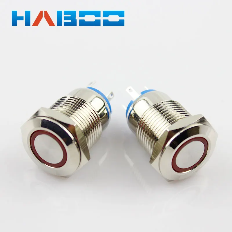 2 Pieces Yellow Latching PUSH BUTTON SWITCH DC 6A 12mm normally open on/off A35