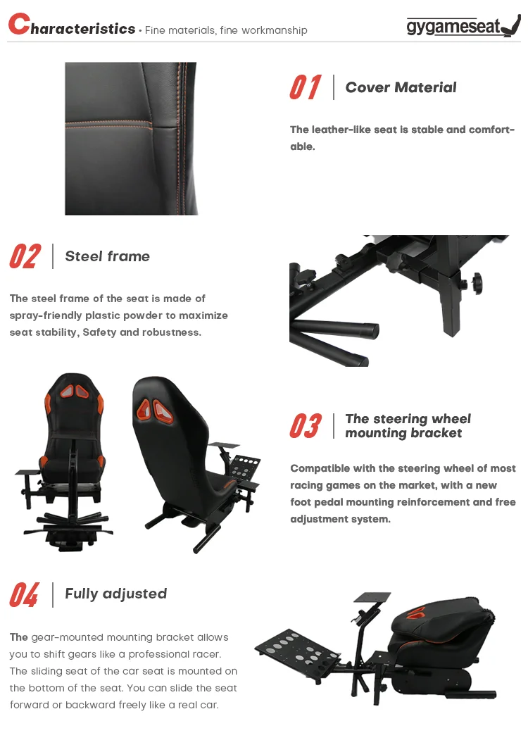 GY Foldable Adjustable Gaming Chair Game Racing Simulator Cockpit Seat For G29 PS4