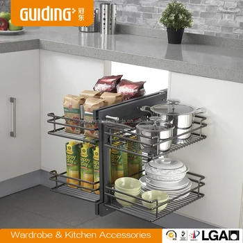 Kitchen Cabinet Full Pull Out Black Nickel Magic Corner Wire