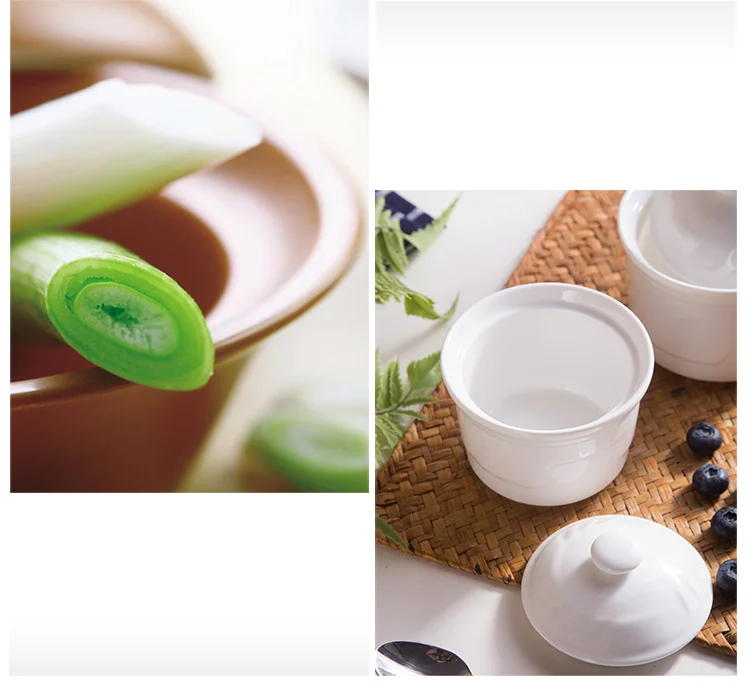 Chinese 4" 4.5" White Ceramic Soup Tureen Ladle