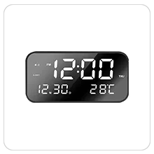 china designer smart kid alarm table desktop digital 6.8 inch large number led mirror word clock Display date time temperature