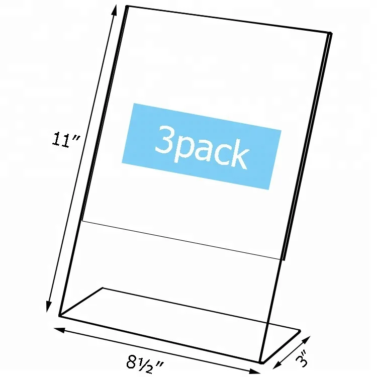 8.5x11 Acrylic Sign Holder Slant Back Sign Holder For Us Size Paper 8.5