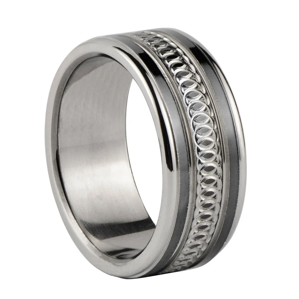 刻鸟男士戒指 316l 不锈钢戒指