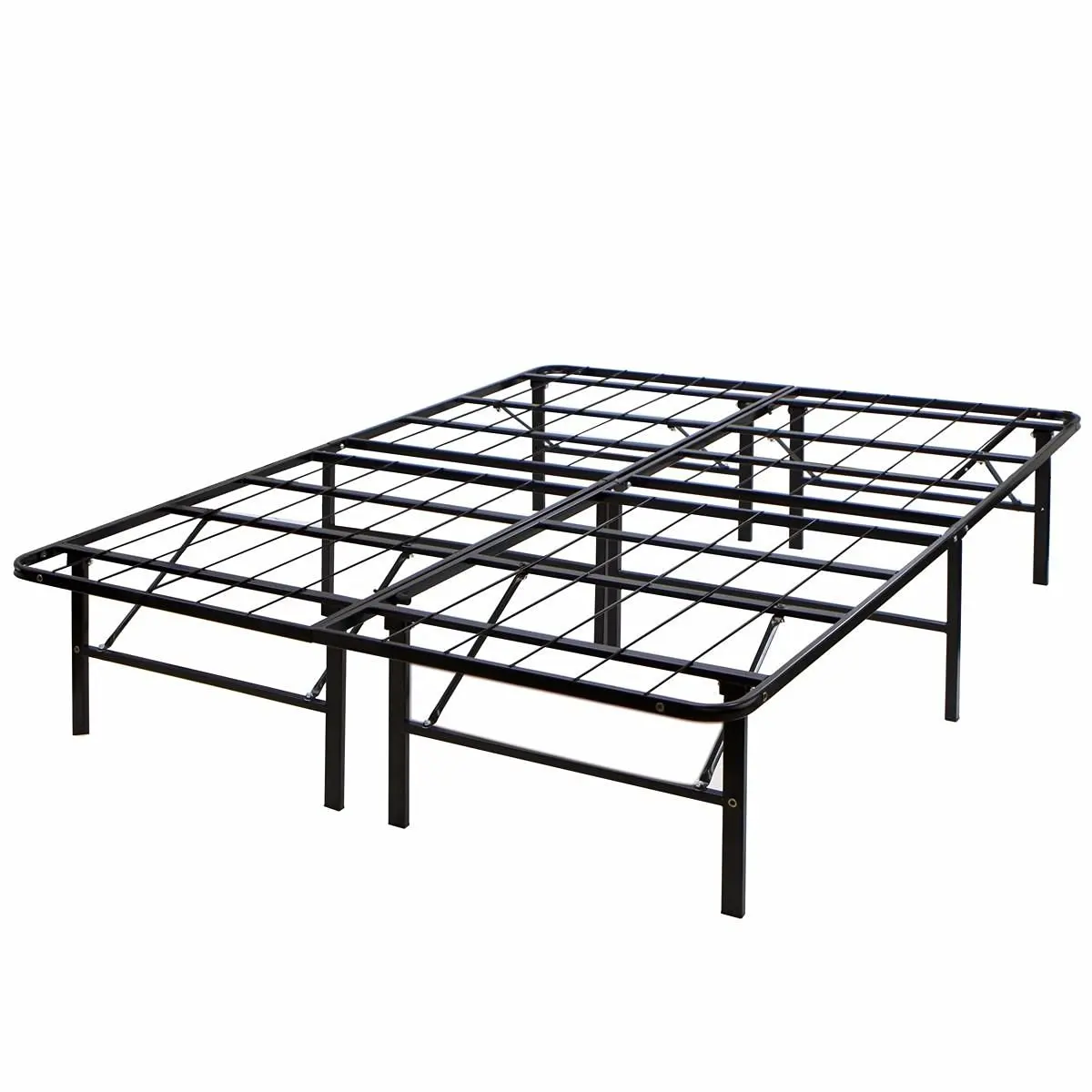 Modern Bed Frame Platform King Size Bi-fold Folding Metal Mattresses Foundation