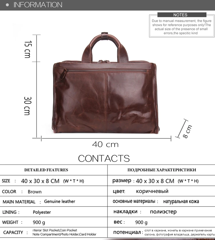 Contact's Crazy Horse Leather Contemporary Men Briefcase for 15 inch laptop