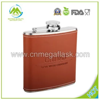 2015 High Quality Brown Leather Chivas Hip Flask With