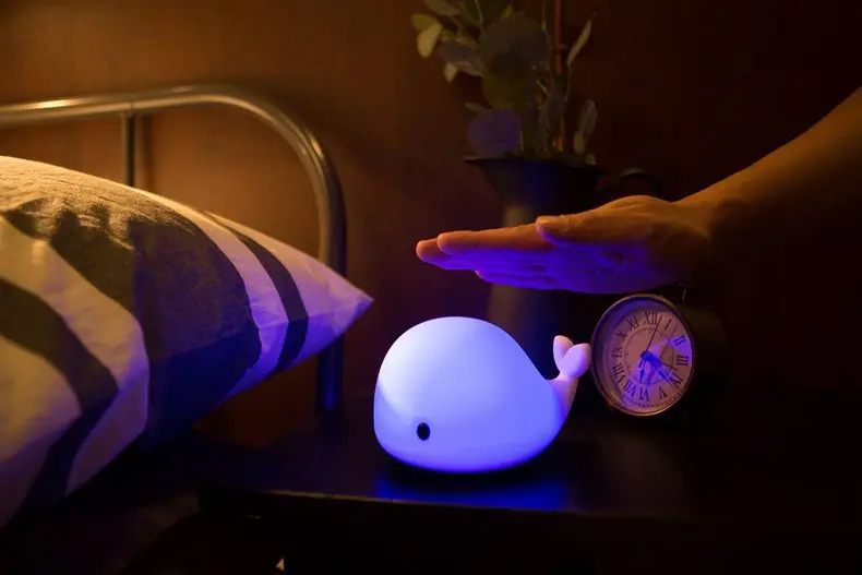 Soft Silicone LED dolphin night light Colorful with tap control and color change