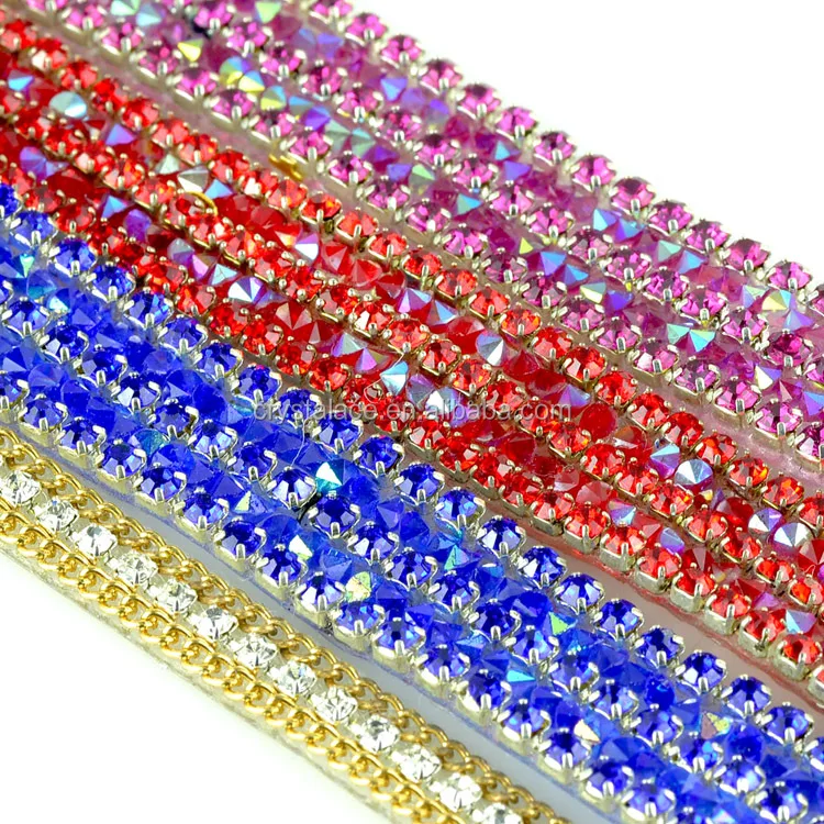 Hot sale Crystal trimming cup chains Crystal Rhinestones Mesh Trim for dress decoration