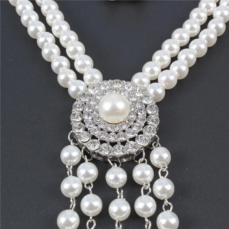 Fashion Double Layers Pearl Pendant Necklace For Women With Tassels ...