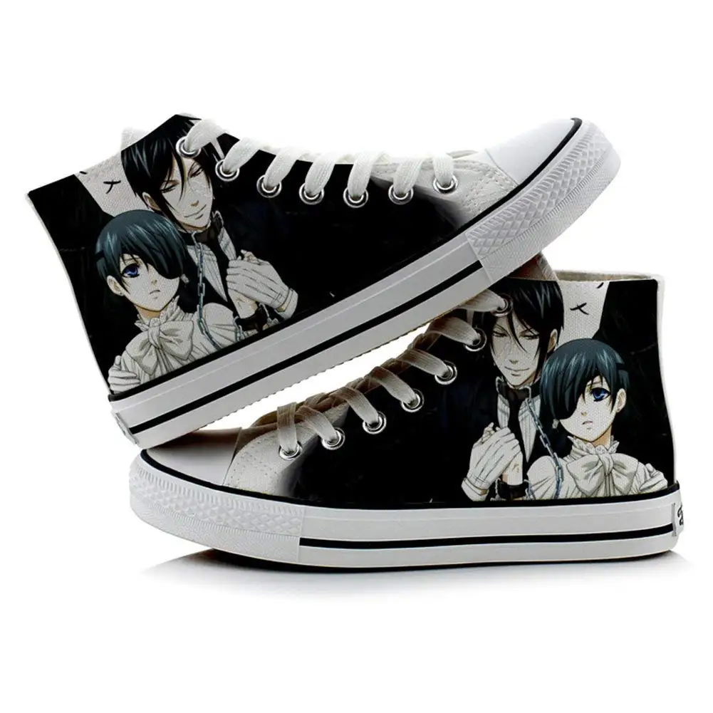 Kuroshitsuji Hand Painted Cosplay Canvas Shoes Black Butler Ceil Black Sneakers