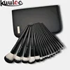 Kuulee 16pcs Black Sharp Handle Cosmetic Tool Makeup Brush Set Kit