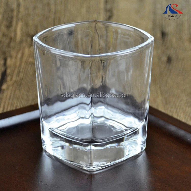 Square bottom drinking glass,glass cup on