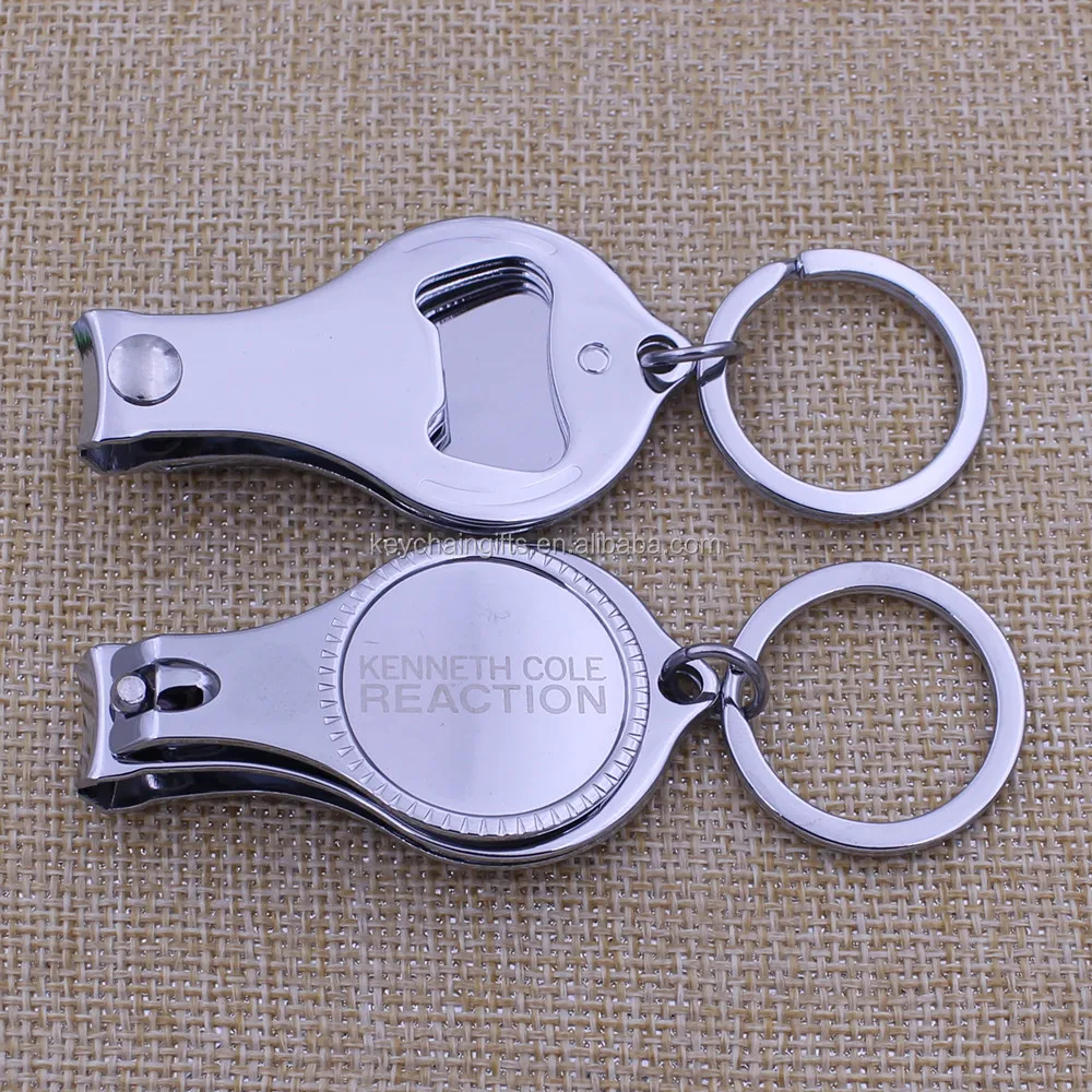 Promotion Gift Carbon Steel Key Chain Nail Clipper With Bottle Opener