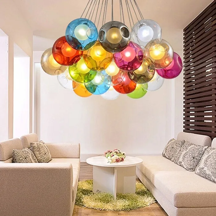N Multi Colored Gl Ball Chandelier Pendant Light N Multi Colored Gl Ball Chandelier Pendant Light