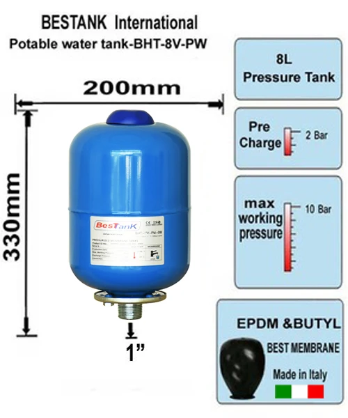 Bestank 8l Pressure Tank Expansion Vessel Storage Tank Water Pump