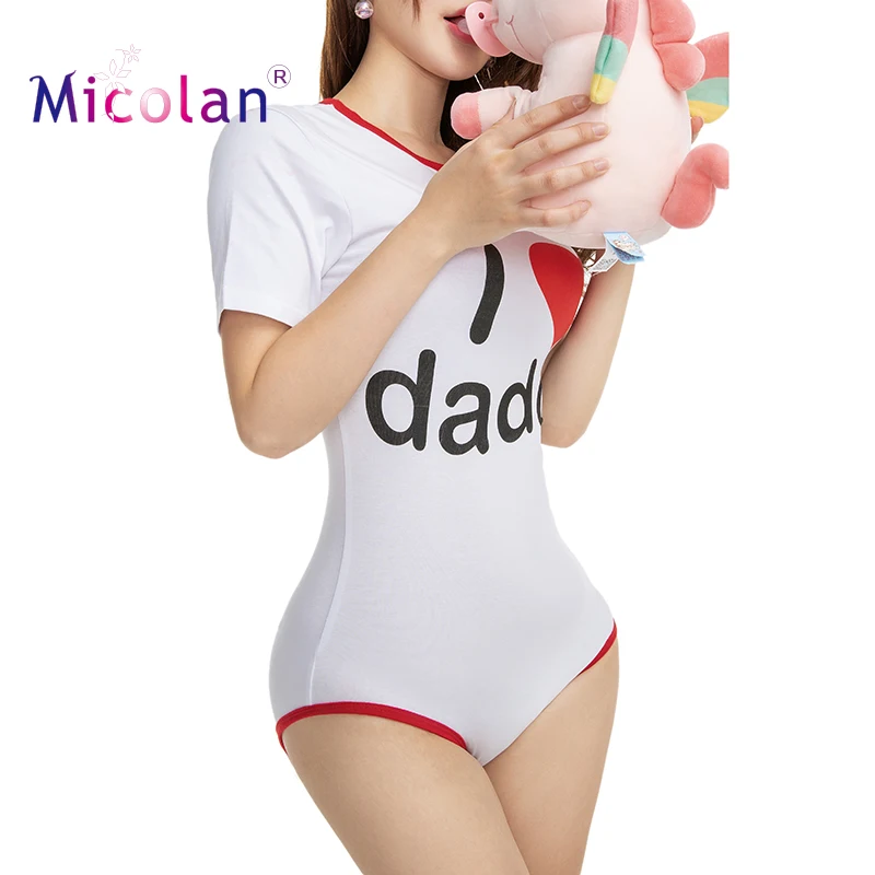 Abdl Adult Baby Onesie Diaper Lover Abdl Snap Crotch Romper Onesie Pajamas I Love Daddy