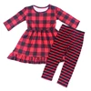wholesale baby clothes children plaid high low dress with ruffle pants kids clothing for winter