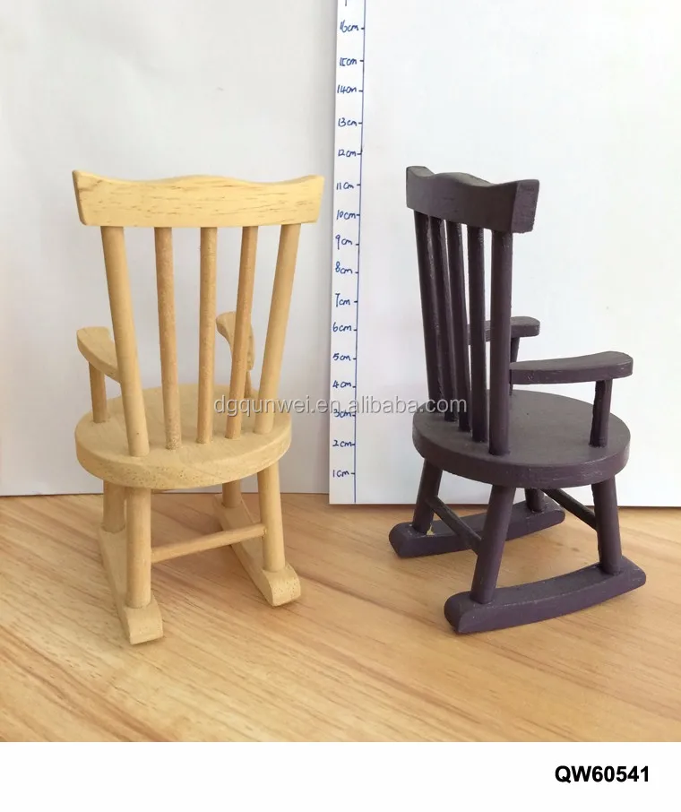 1//12 Dollhouse Miniature Wood Mini Rocking Chair Model Toy FurnituH4B`CA
