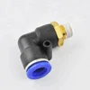 L Type two way screw threaded plastic pneumatic pipe fittings quick coupler