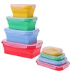 Shipping Free 4 Silicone Food Storage Containers Collapsible Lunch Bento Box Microwave