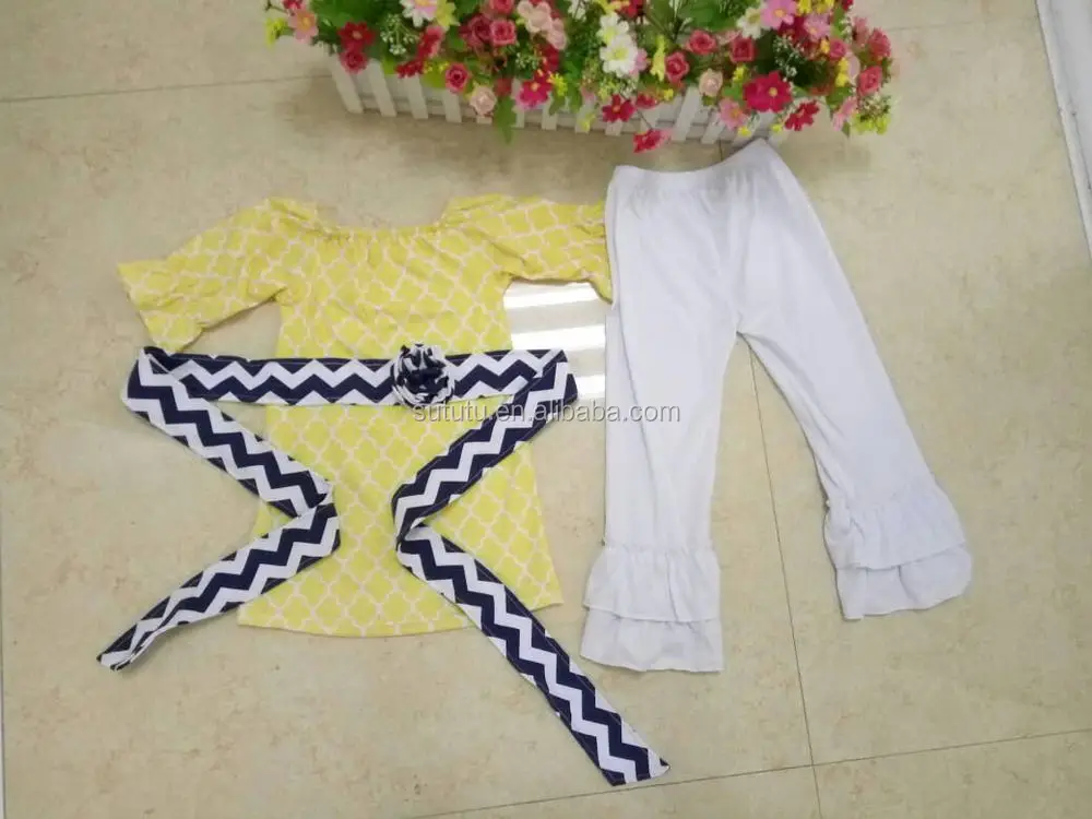 Wholesale Children Boutique Outfits Fall Sweet Honey Chevron Ruffle