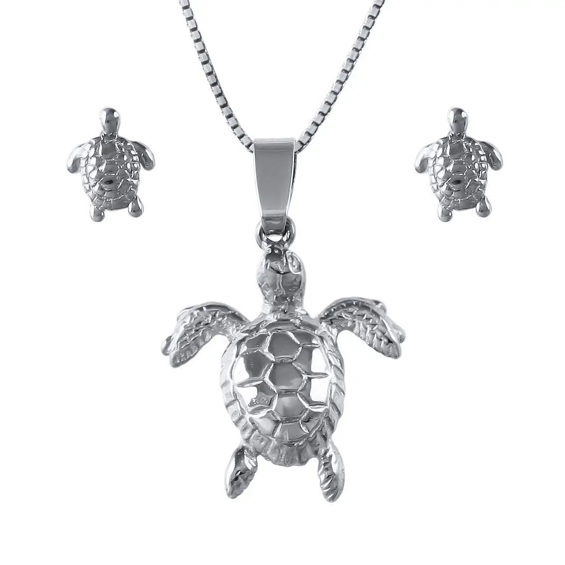 Sterling Silver Girls .8mm Box Chain 3D Egyptian Pyramid Pendant Necklace