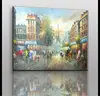 Artwork paris street people walking canvas oil painting ZQ-21 new product