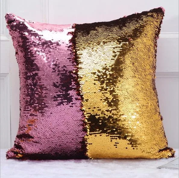 Sequins Throw Pillows Home Decorative Pillowcase Cover Reversible Sequin Magical Color Changing