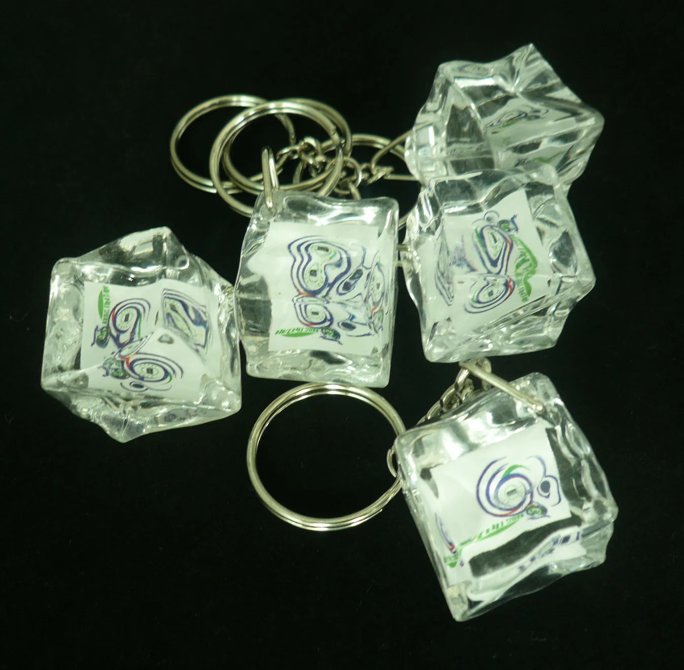 Sublimation Customized Logo Key Chain Acrylic Artificial Ice Cube