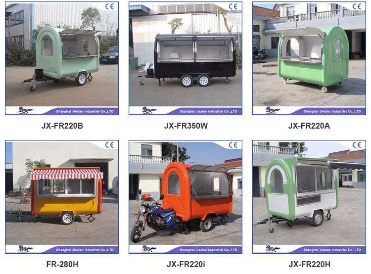 JX-FS380 Shanghai Jiexian sugarcane juice machine kiosk mobile customized fruit juice cart design juice bar trailer with wheels