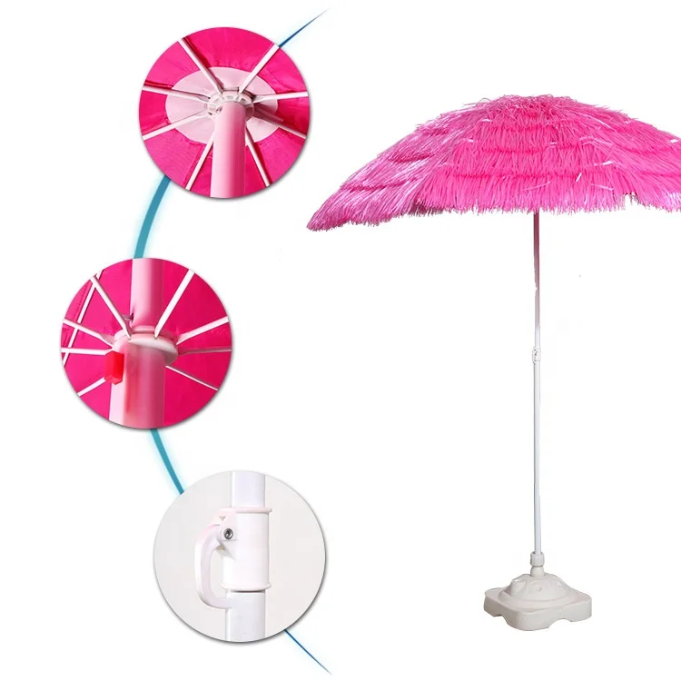 Thatched Tiki Umbrella Hawaiian Style Beach Patio Umbrella Natural