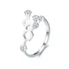S925 silver Korean hot-selling platinum plating honey comb style couple rings