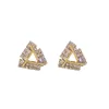 Fashion Womens Lady Crystal Rhinestone Triangle Stud Earrings Triangle Crystal Rhinestone Ear Stud Earrings