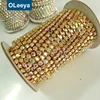 SS16 White AB color golden base rhinestone cup chains AB rhinestone chain gemstone sewing for decoration