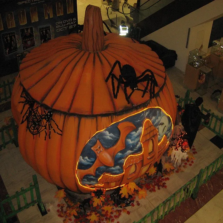 Customized Size Giant Pumpkin House Fiberglass Sculpture As Mall
