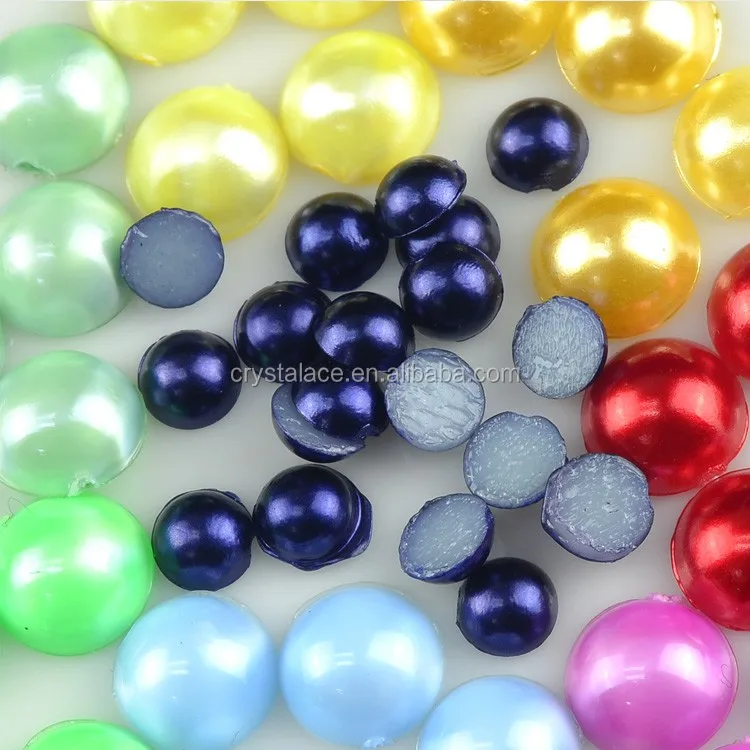Low temperature hot fix Colour acrylic hot fix pearls, half round pearl hotfix