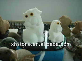 Anjing Putih Kecil Ukiran Batu Batu Yang Lucu Anjing Patung Patung