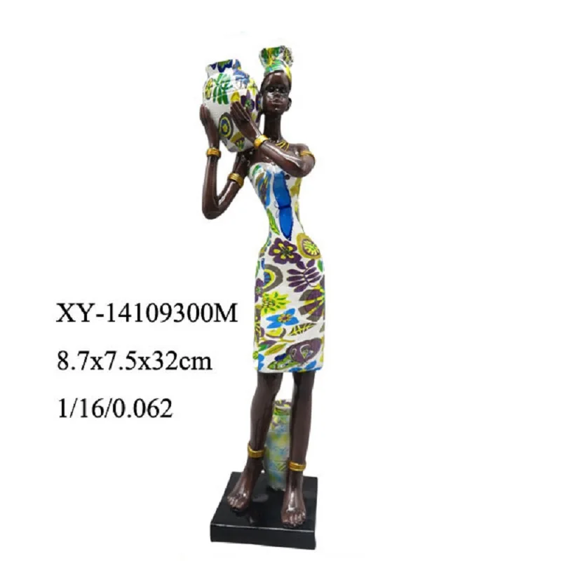Popular Design Folk Art Decorative African Black Lady Resin Figurine ...