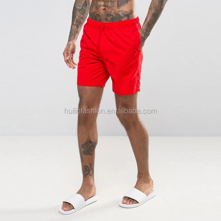 red swim shorts